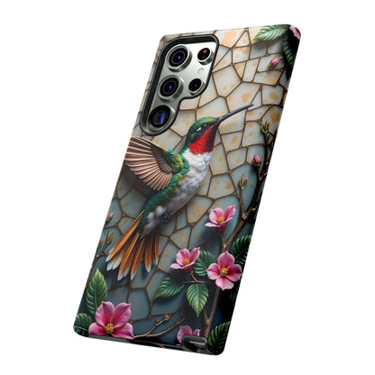 Vivid Hummingbird with Blossoming Branches | Artistic Mosaic Style