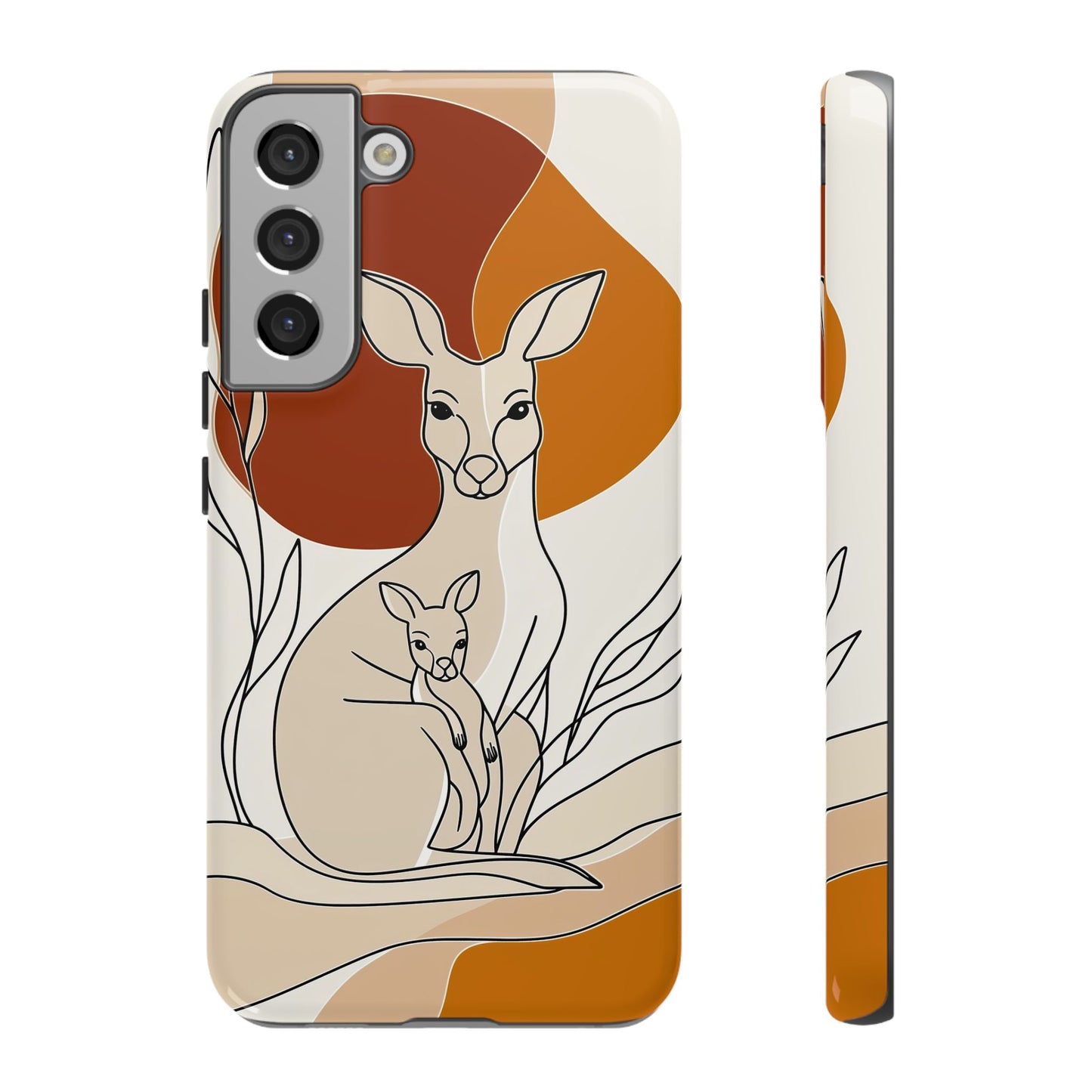 Outback Love: Kangaroo & Joey Line Art Phone Case for iPhone, Samsung & Pixel