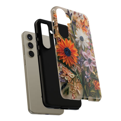 Intricate Quilled Floral Artwork In Vibrant Colors phone case design.