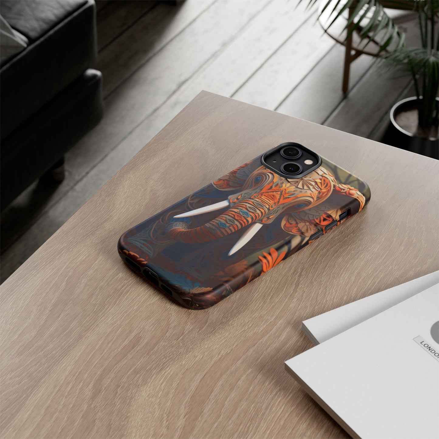Elegant Artistic Elephant Mobile Cover – Intricate Paper-Cut Design