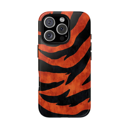 Fiery Orange & Black Tiger Stripes Phone Case for iPhone, Samsung & Google Pixel