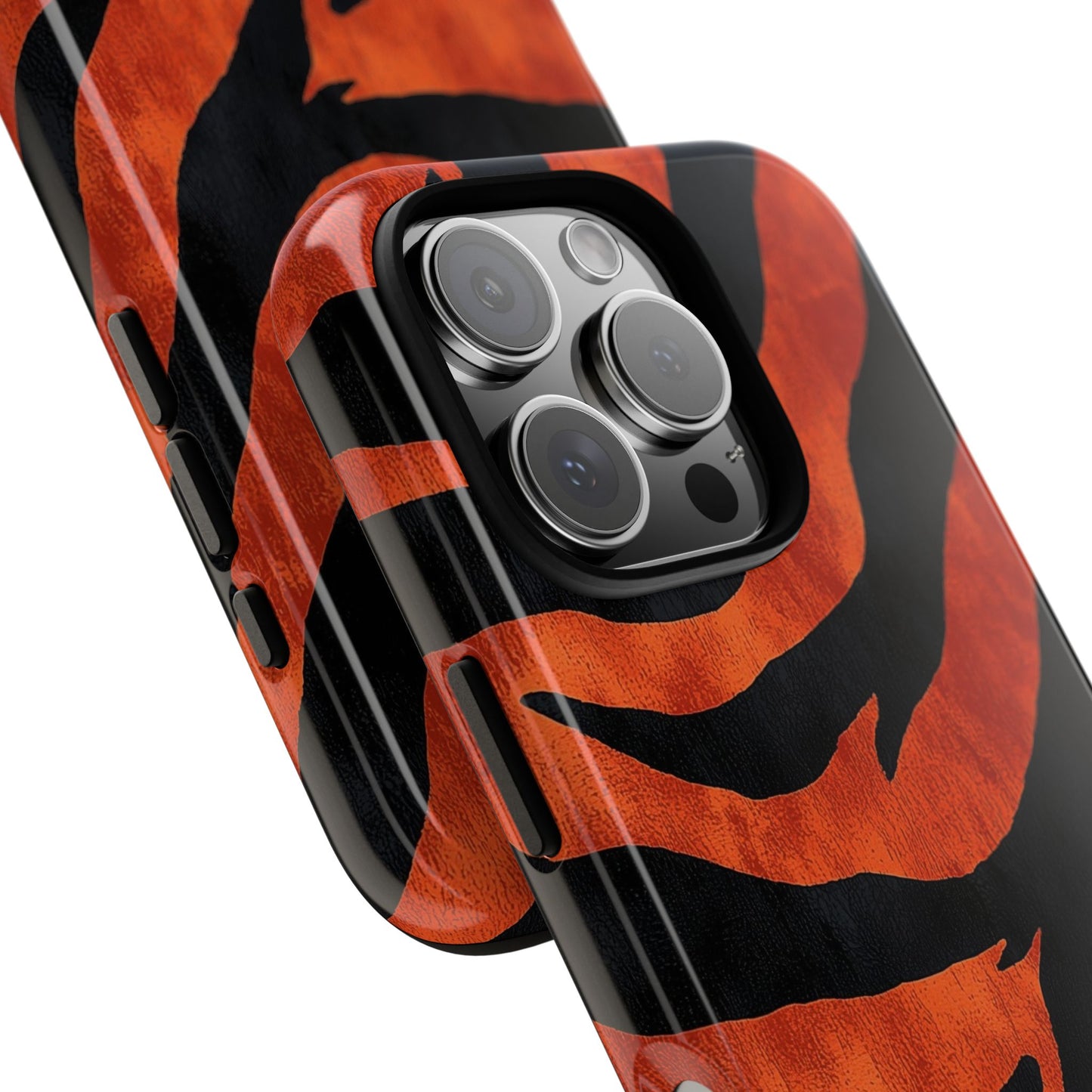 Fiery Orange & Black Tiger Stripes Phone Case for iPhone, Samsung & Google Pixel
