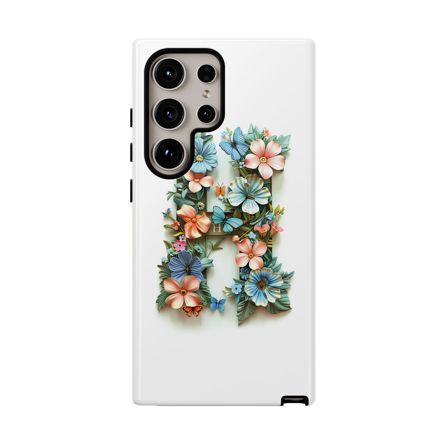 Floral Letter H Phone Case – Personalized Aesthetic Cover for iPhone, Samsung & Google Pixel