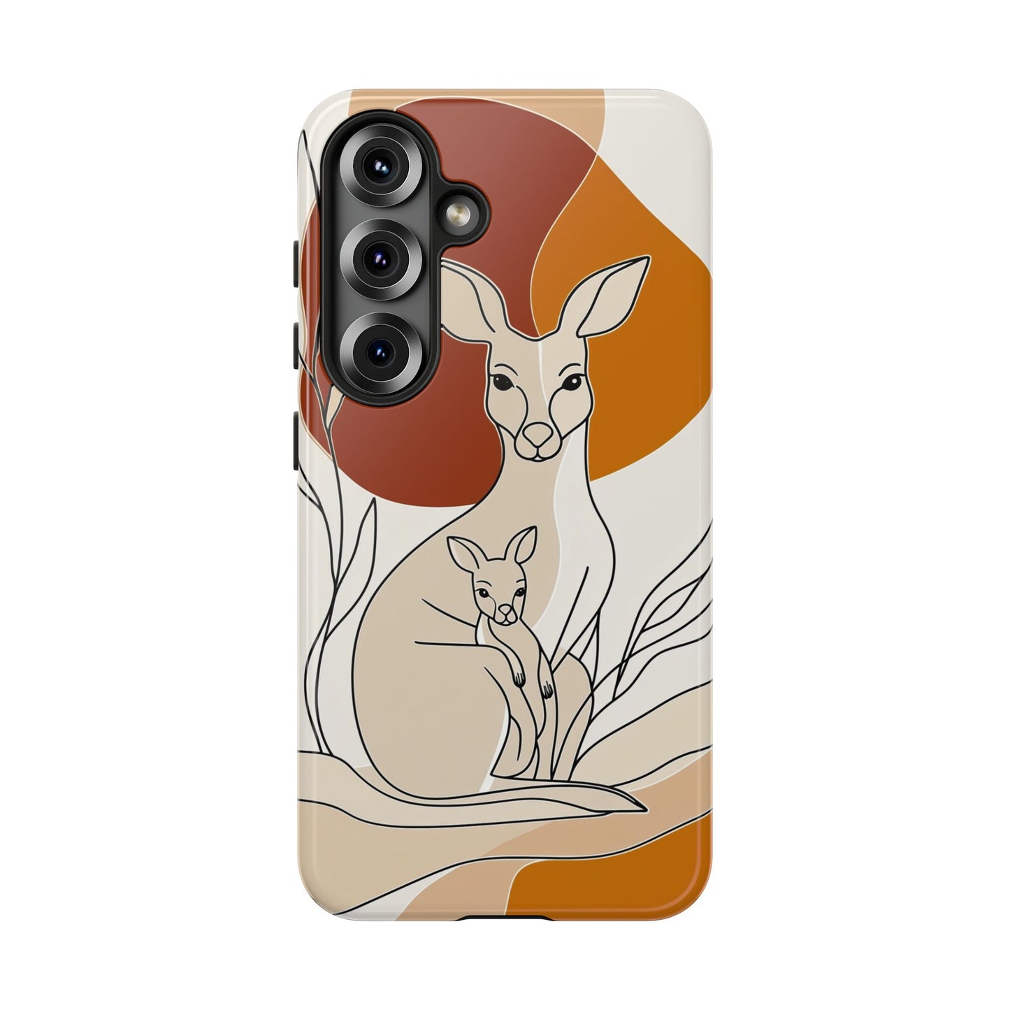Outback Love: Kangaroo & Joey Line Art Phone Case for iPhone, Samsung & Pixel