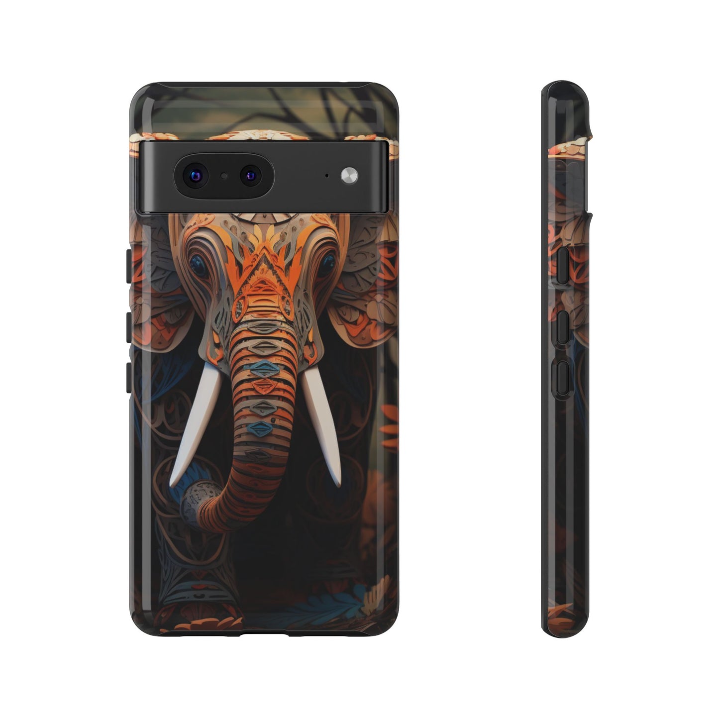 Elegant Artistic Elephant Mobile Cover – Intricate Paper-Cut Design