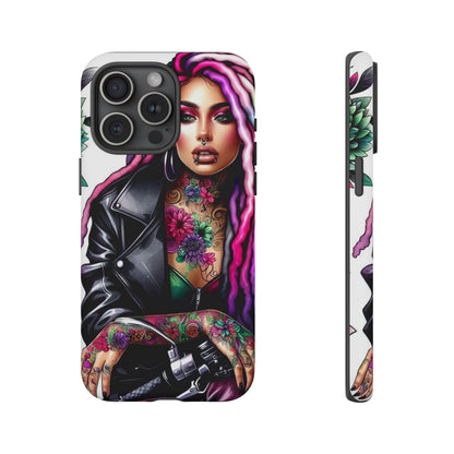 Neon Rebel – Vibrant Biker Queen Mobile Cover