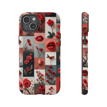 Red Flowers & Lips Collage Phone Case