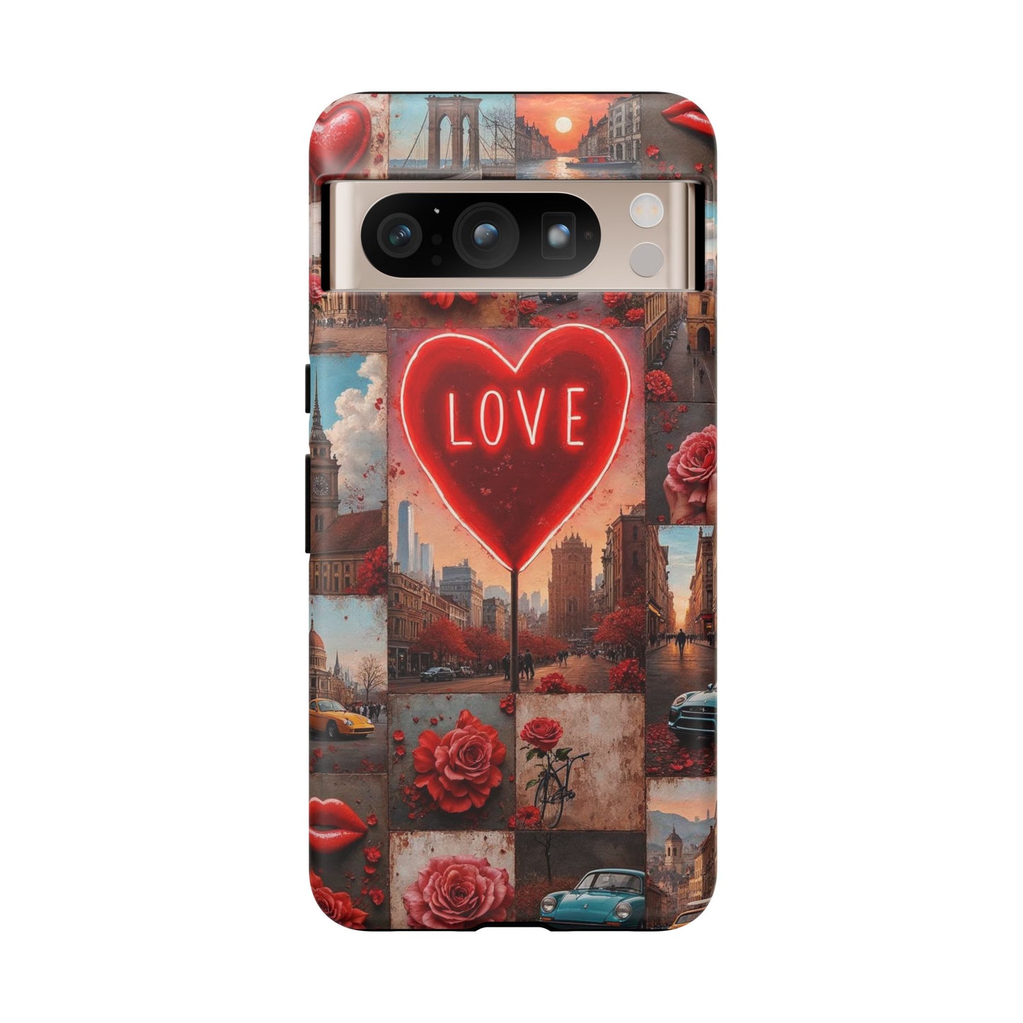 Neon Love Heart & Rose Phone Case