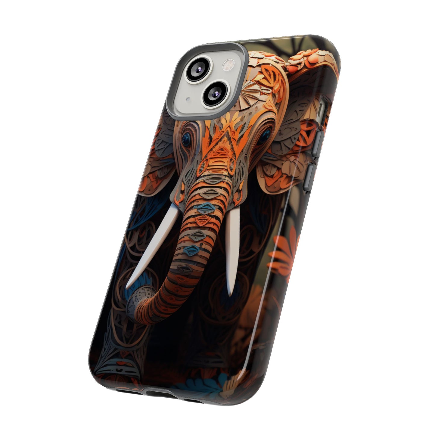 Elegant Artistic Elephant Mobile Cover – Intricate Paper-Cut Design