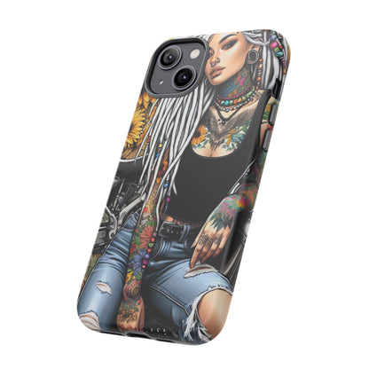 Sunflower Biker Queen – Bohemian Tattooed Rebel Mobile Cover