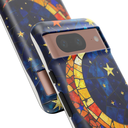 Celestial Crescent: Vibrant Moon and Stars Phone Case