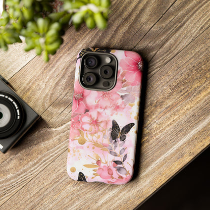 Pink Blossom & Gold Butterfly Mobile Case