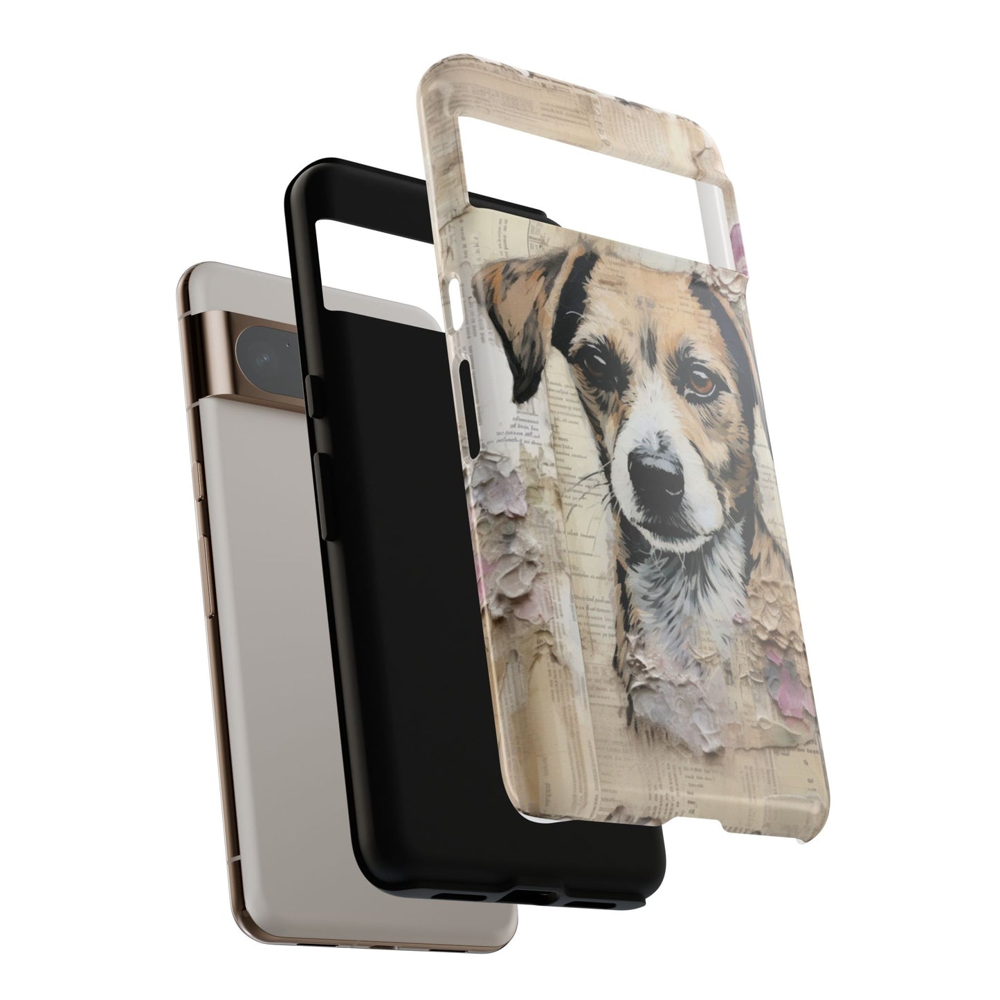 Vintage Collage Dog Portrait Mobile Cover – Artistic Mixed Media Design