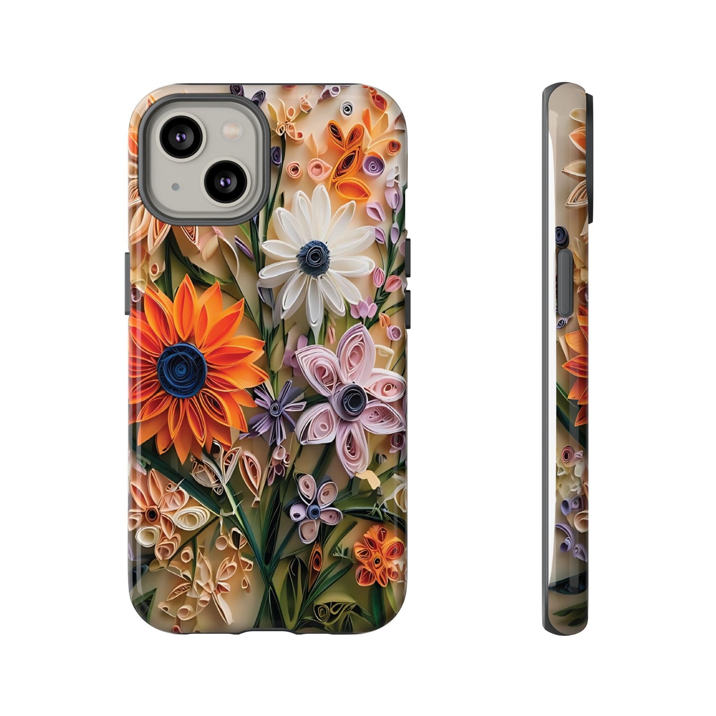 Intricate Quilled Floral Artwork In Vibrant Colors phone case design.