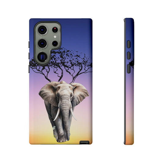 Surreal Elephant Tree Mobile Cover – Dreamy Sunset Fantasy