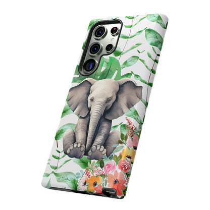 Cute Baby Elephant Mobile Cover – Floral & Tropical Aesthetic