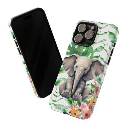 Cute Baby Elephant Mobile Cover – Floral & Tropical Aesthetic
