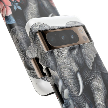 Mandala Elephant Mobile Cover – Elegant Black & White Floral Art