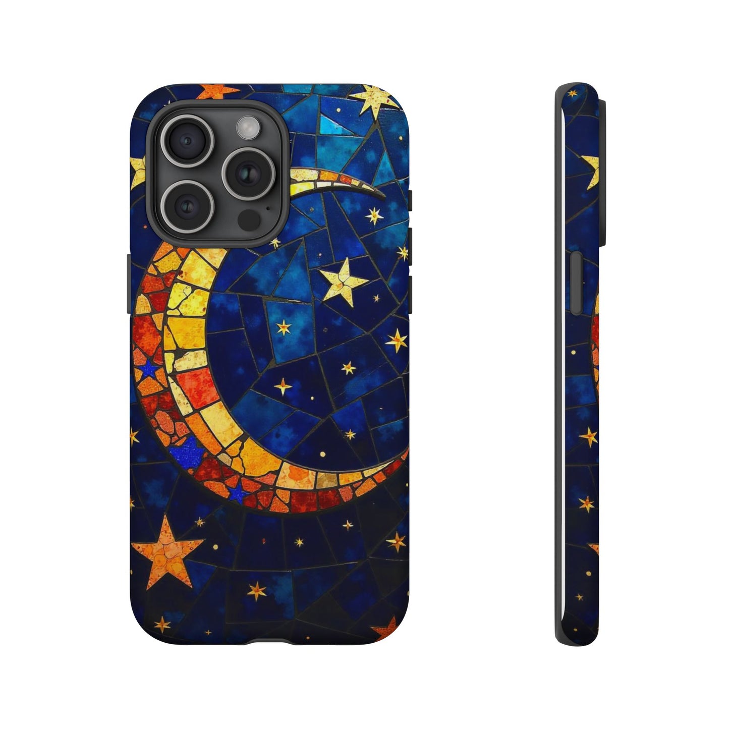 Celestial Crescent: Vibrant Moon and Stars Phone Case