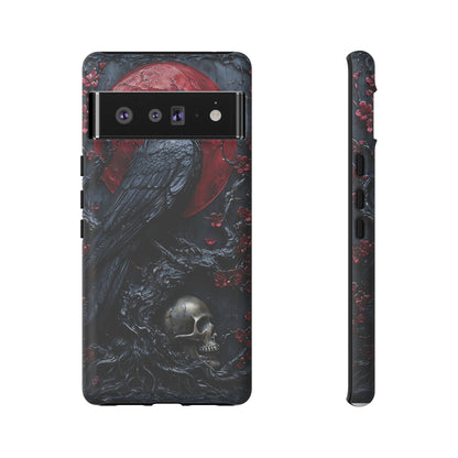 Gothic Sculpture Of Raven On Charcoal Tree Branch phone case design