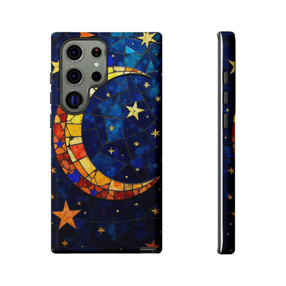 Celestial Crescent: Vibrant Moon and Stars Phone Case