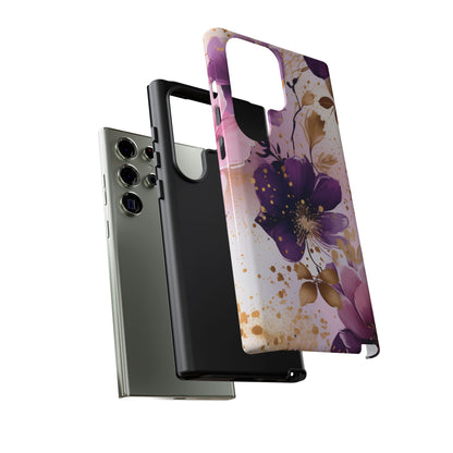 Luxury Purple & Gold Floral Aesthetic Mobile Case