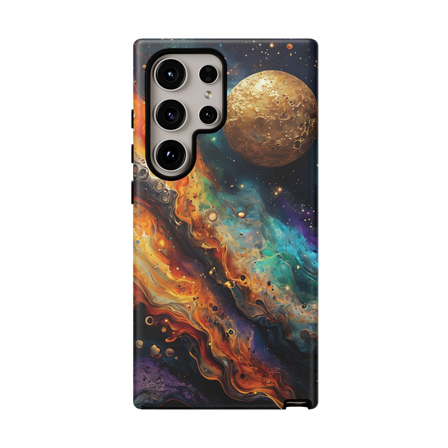 Cosmic Abstract Artwork With Dynamic Swirling Fluid Patterns phone case design.