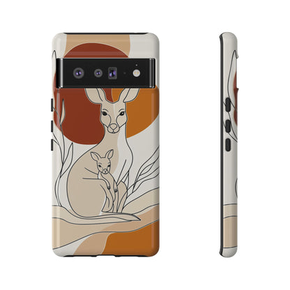 Outback Love: Kangaroo & Joey Line Art Phone Case for iPhone, Samsung & Pixel