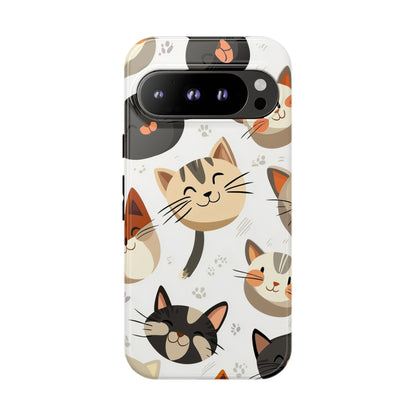 Cute Cat Faces Phone Case – Kawaii Anime Style for iPhone, Samsung & Google Pixel, Fun and Playful Cat Design