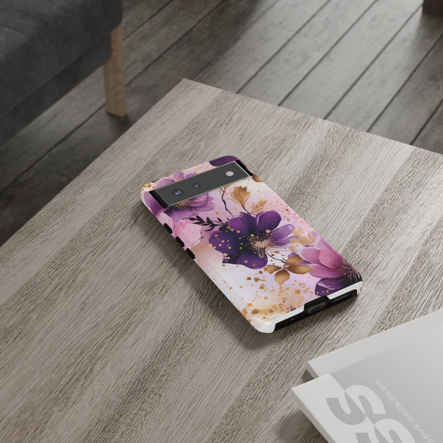 Luxury Purple & Gold Floral Aesthetic Mobile Case