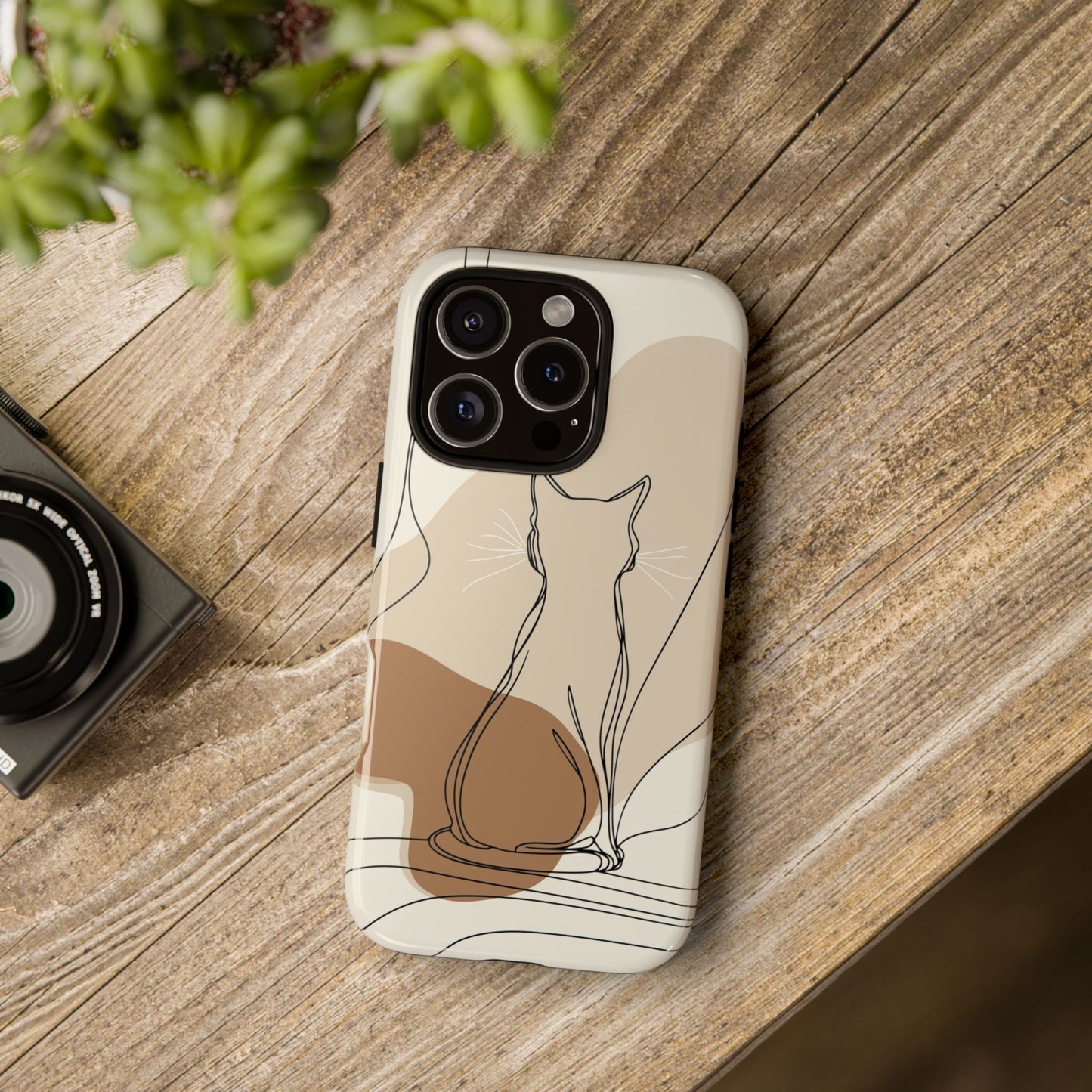 Minimalist Cat Silhouette: Elegant Line Art Phone Case for iPhone, Samsung & Pixel