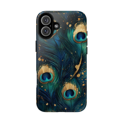 Elegant Peacock Feather Luxe Phone Case for iPhone, Samsung & Google Pixel
