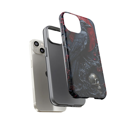 Gothic Sculpture Of Raven On Charcoal Tree Branch phone case design