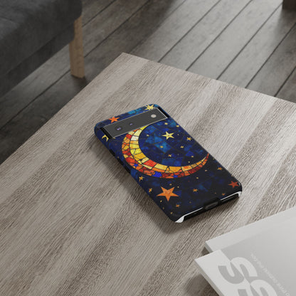 Celestial Crescent: Vibrant Moon and Stars Phone Case