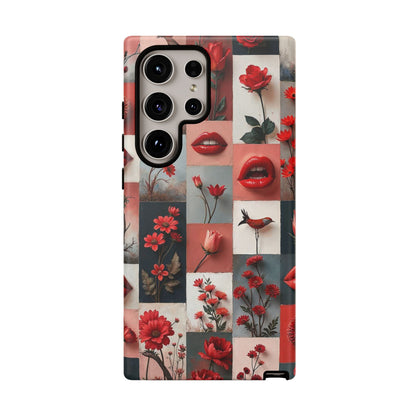 Red Flowers & Lips Collage Phone Case