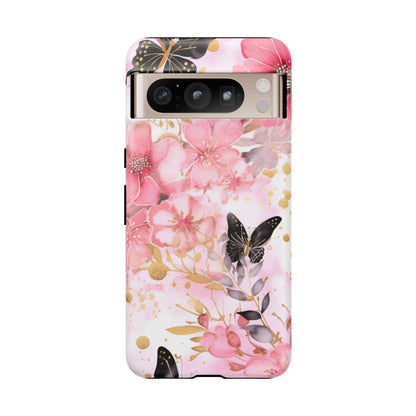 Pink Blossom & Gold Butterfly Mobile Case