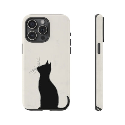 Silent Gaze: Minimalist Black Cat  Phone Case for iPhone, Samsung & Pixel