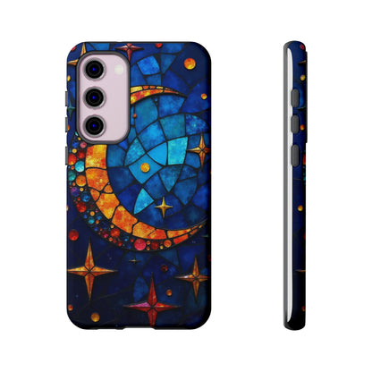 Celestial Crescent: Moon and Stars in Color