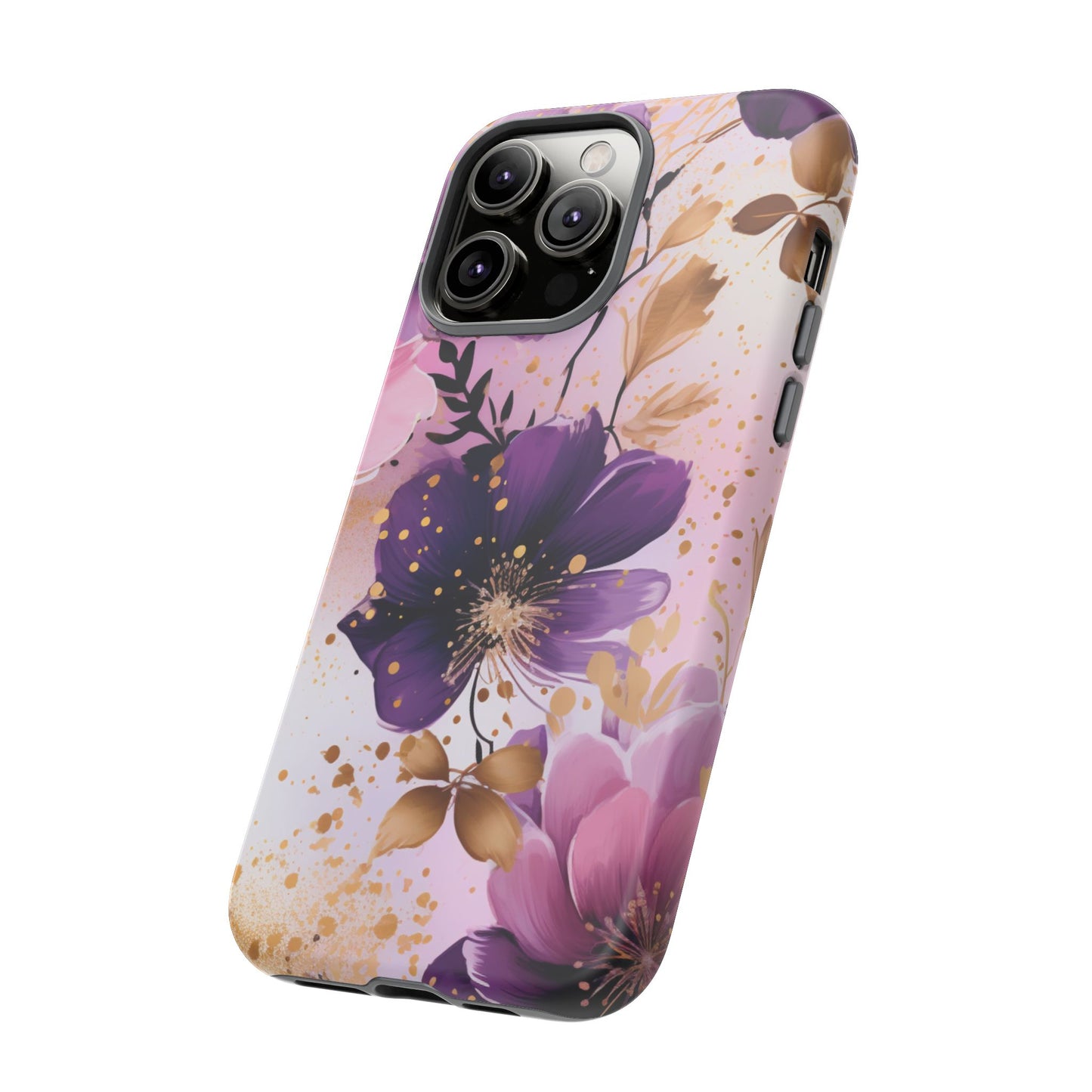 Luxury Purple & Gold Floral Aesthetic Mobile Case