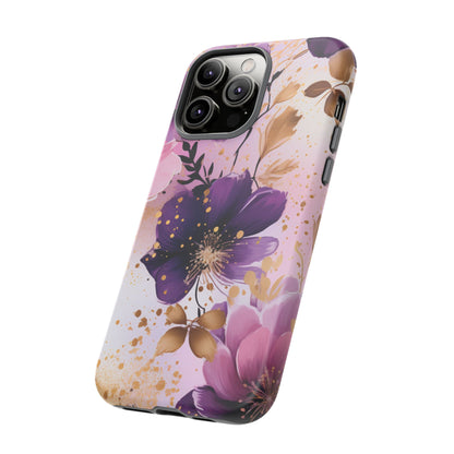 Luxury Purple & Gold Floral Aesthetic Mobile Case