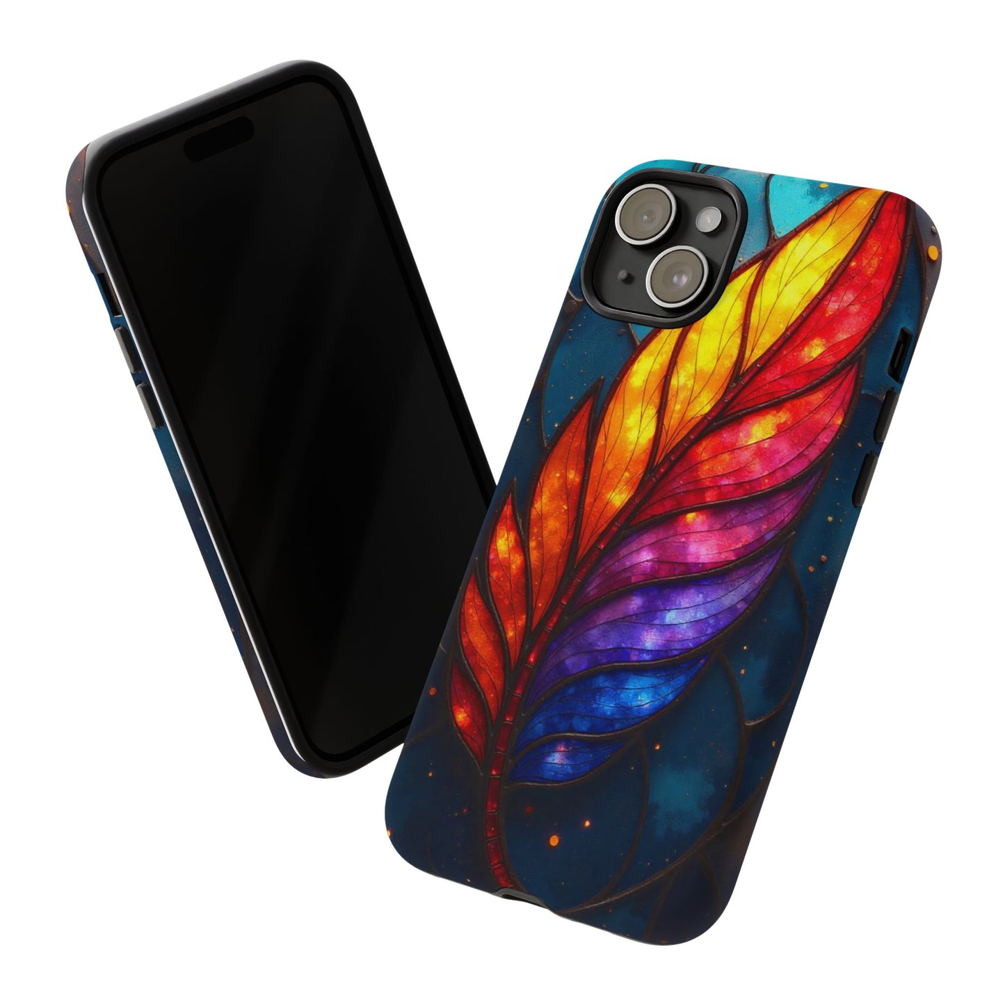 Vivid Feather: Stained Glass Abstract Art