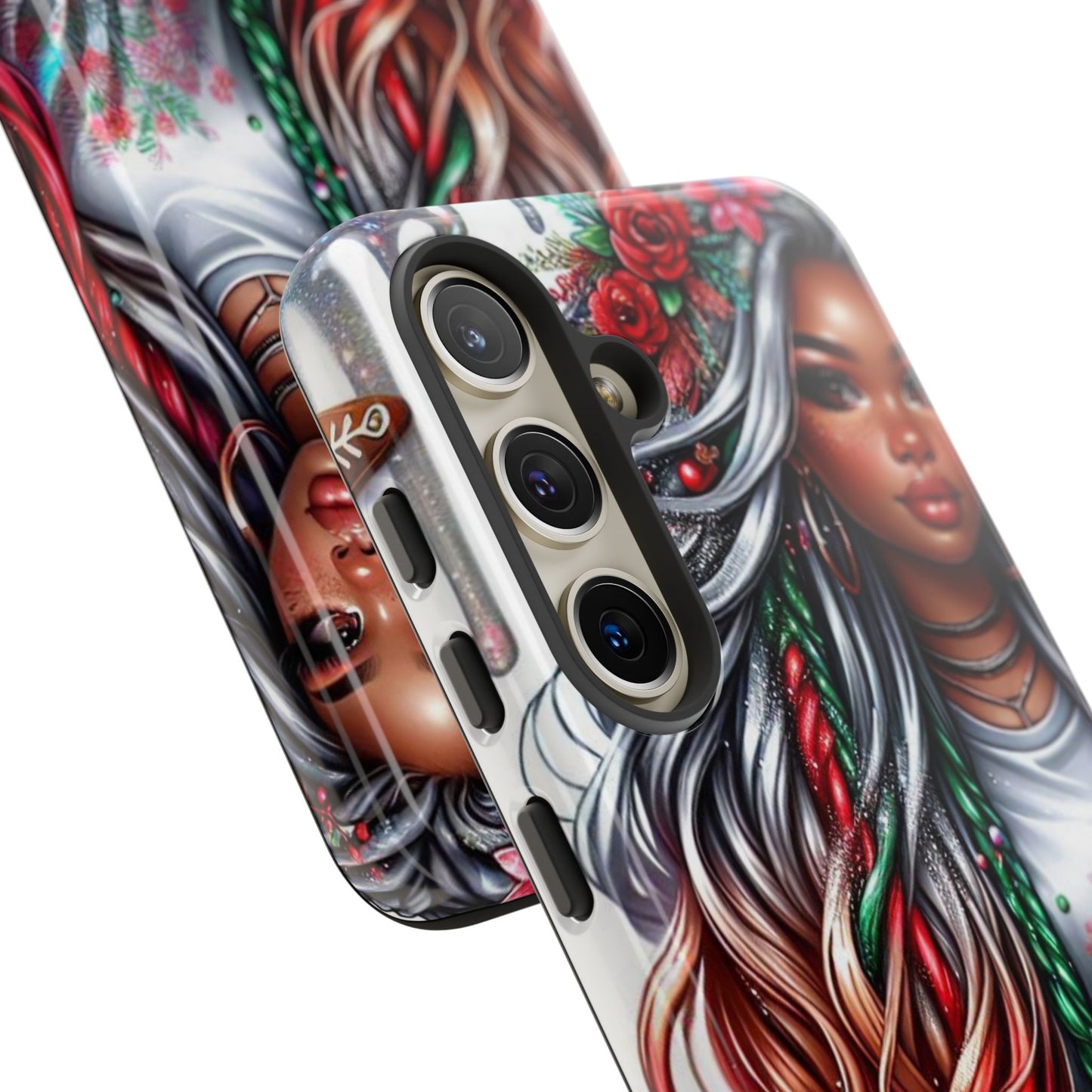 Festive Boho Queen – Holiday Glow & Candy Cane Braids Mobile Cover