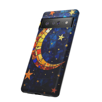 Celestial Crescent: Vibrant Moon and Stars Phone Case