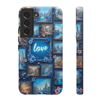 Blue Floral Love Frame Phone Case