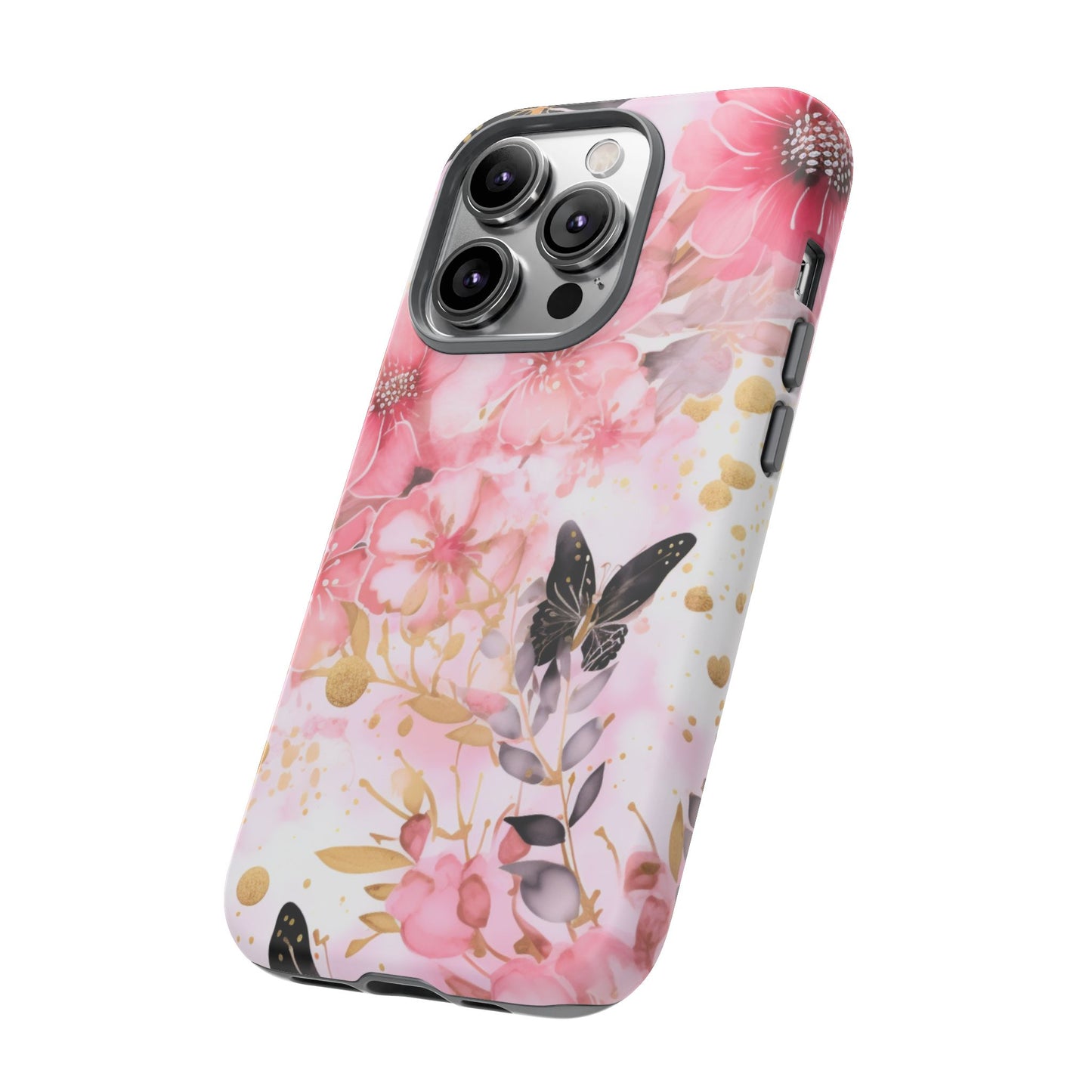 Pink Blossom & Gold Butterfly Mobile Case