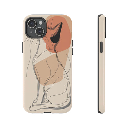 Graceful Cat Outline: Abstract Whiskered Beauty Phone Case for iPhone, Samsung & Pixel