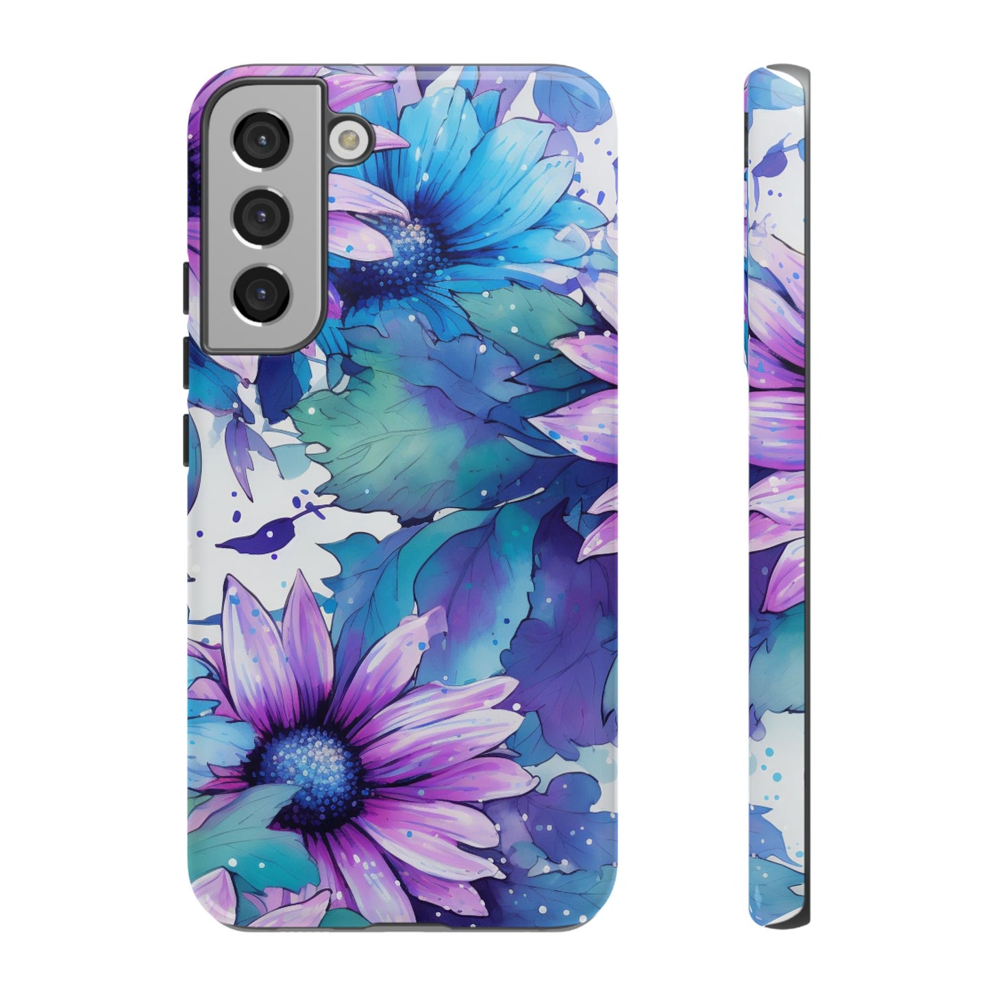 Dreamy Blue & Purple Floral Watercolor Mobile Case