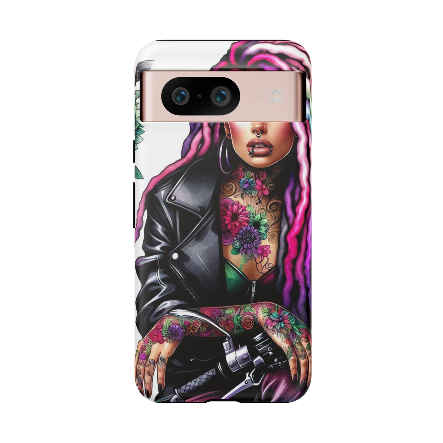 Neon Rebel – Vibrant Biker Queen Mobile Cover