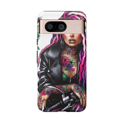 Neon Rebel – Vibrant Biker Queen Mobile Cover