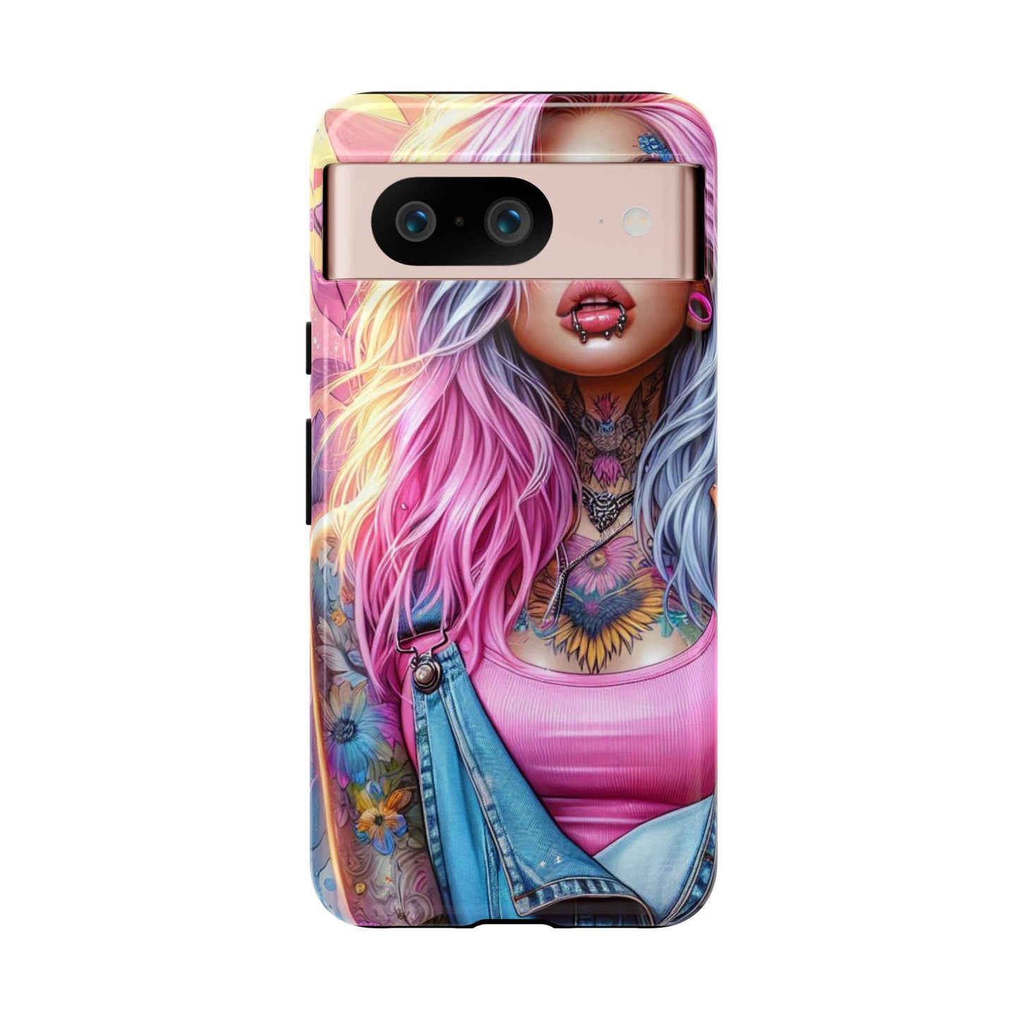 Sunset Glow – Pastel Punk & Floral Ink Mobile Cover